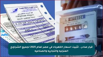 قرار صادر.. تثبيت أسعار الكهرباء في مصر لعام 2025 لجميع الشرائح المنزلية والتجارية والصناعية